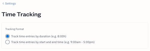 time tracking format