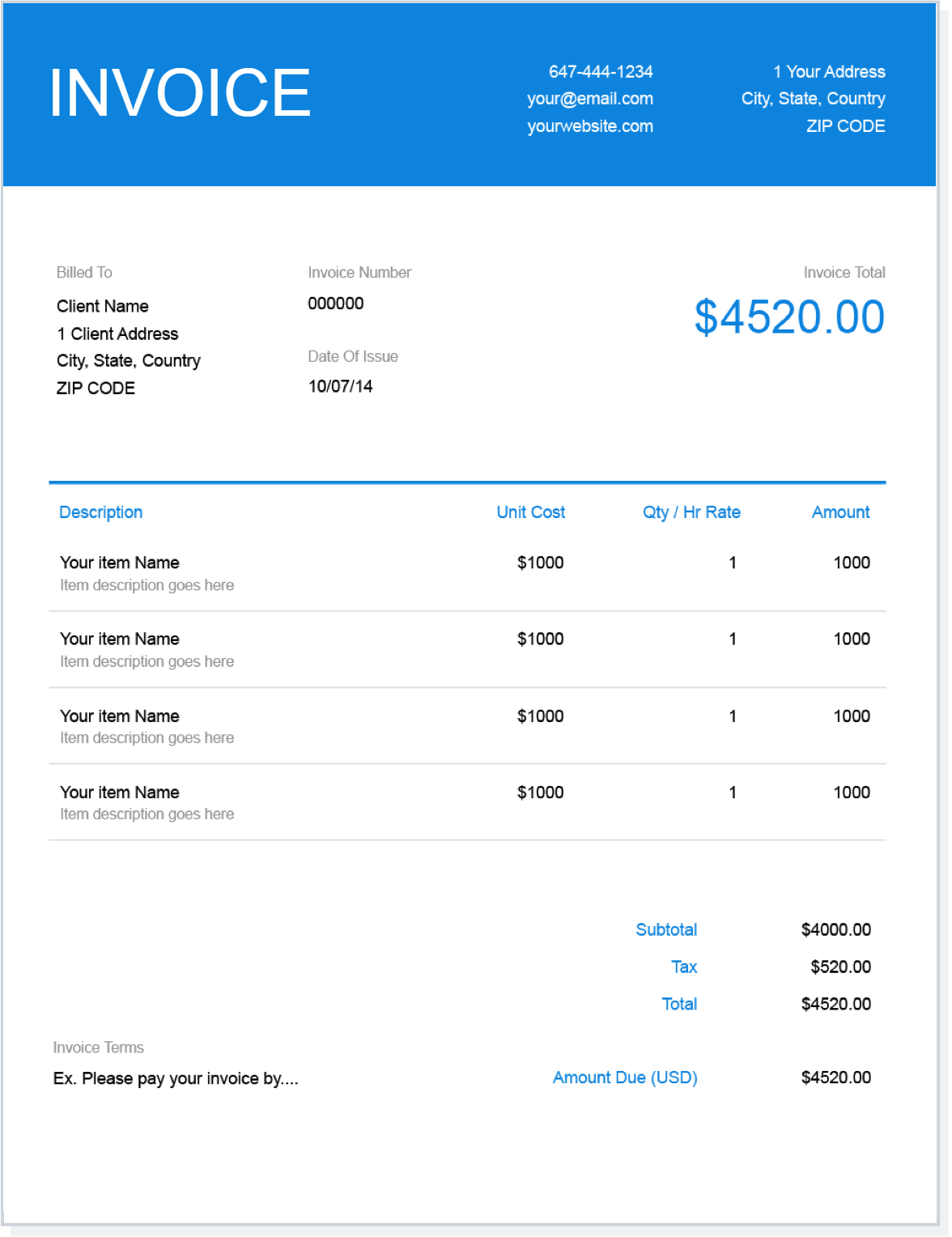 microsoft word invoice template