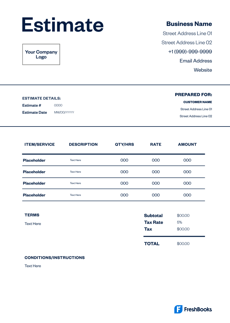 Estimate Template Style US - 3