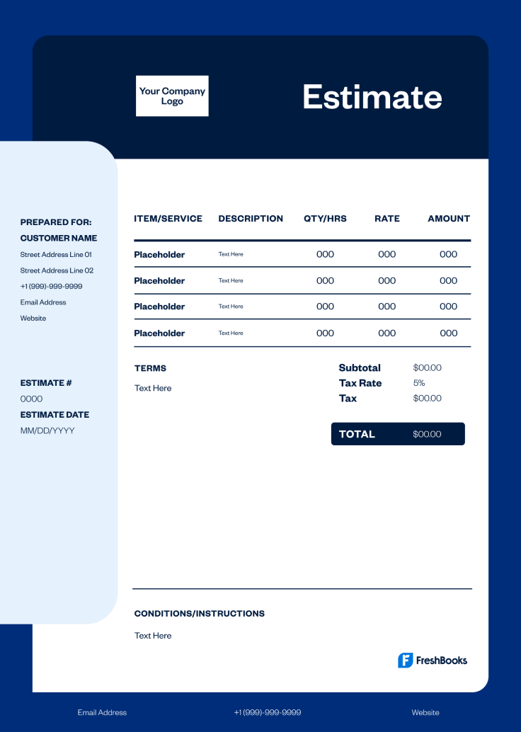 Estimate Template Style US - 6