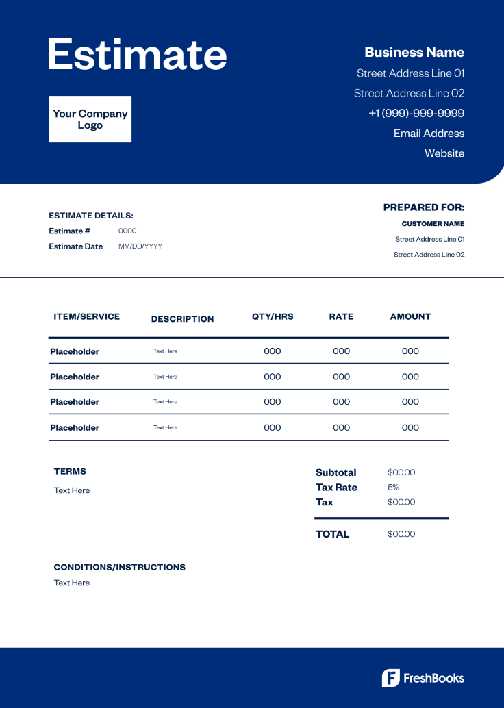 Estimate Template Style US - 01