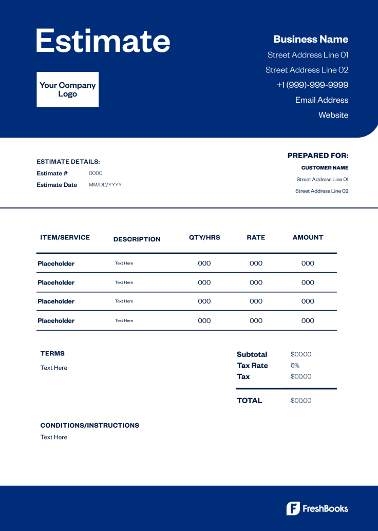 HVAC Estimate Template - Style 1