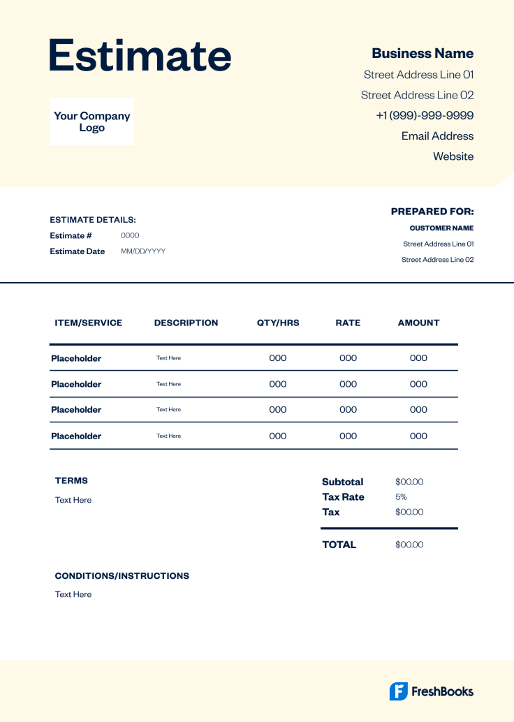 Handyman Estimate Template - Style 2