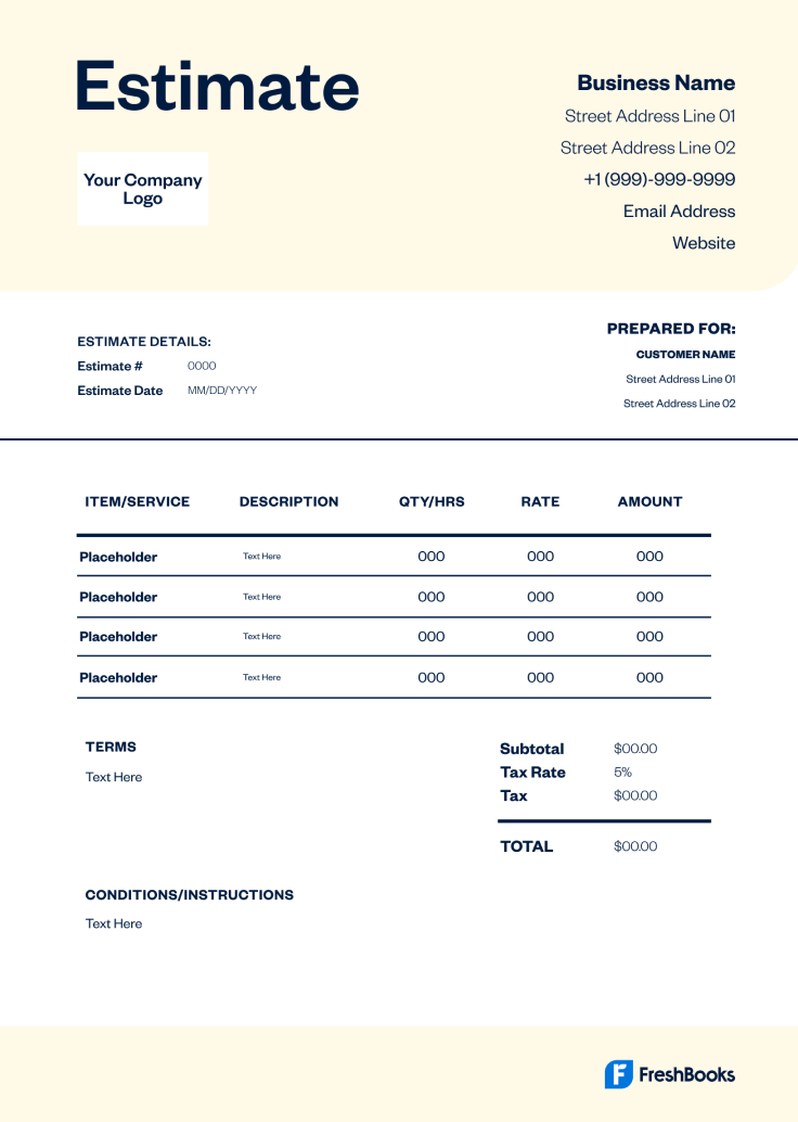 Pressure Washing Estimate Template - Style 2